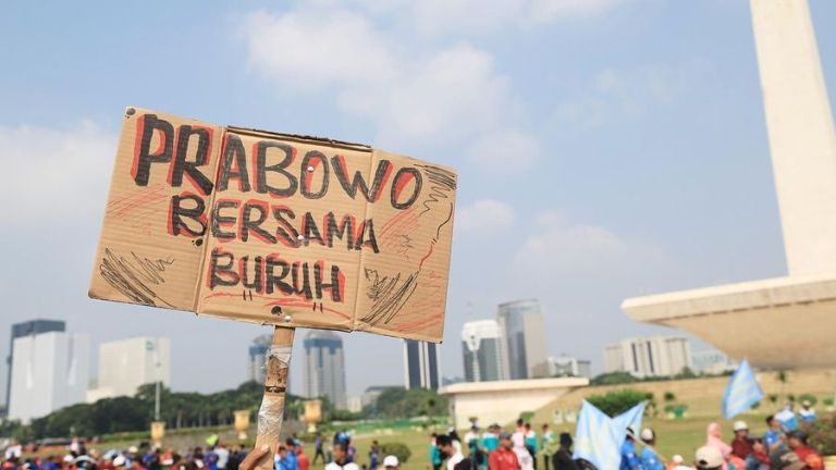 5 Janji Prabowo di Hadapan Ribuan Buruh